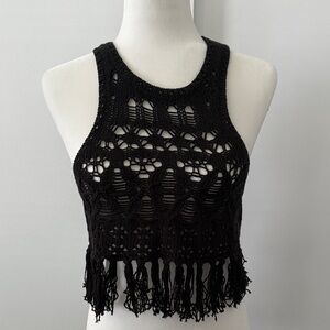 Victoria secret crochet tank in black NWT